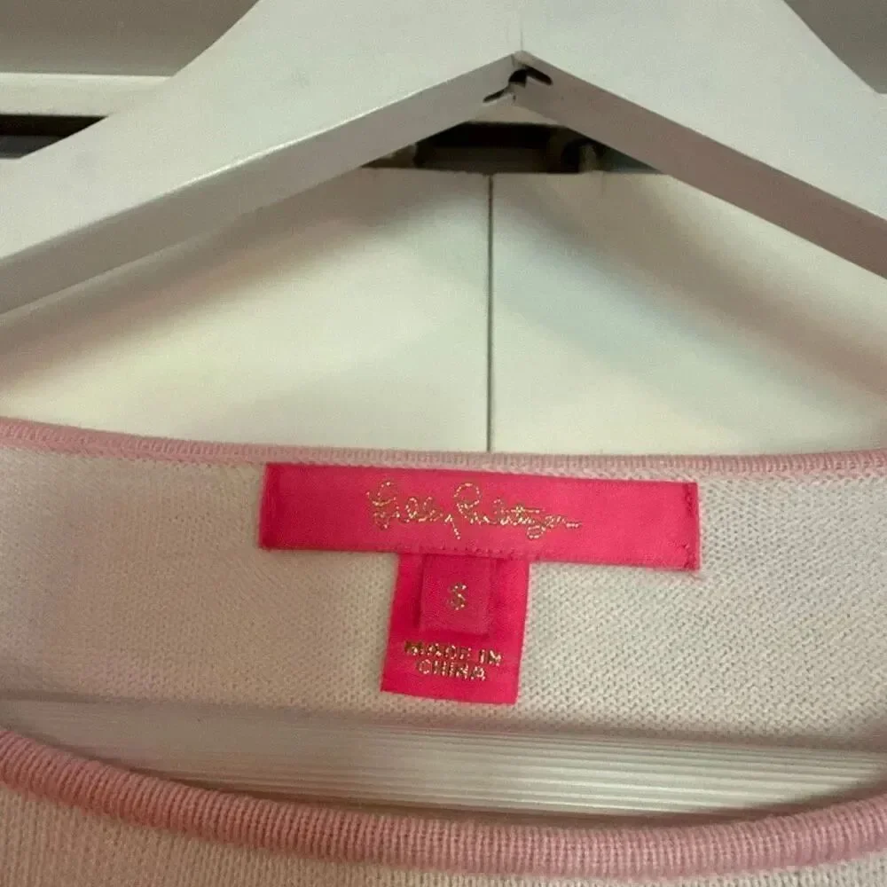 Lilly Pulitzer Westwood colorblock the detail pink sweater small